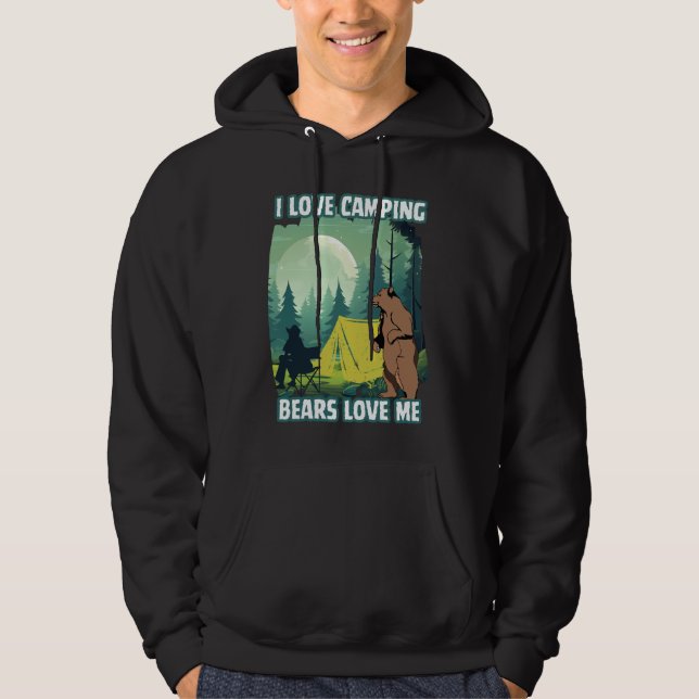 Veste À Capuche J'aime le camping, les ours m'aiment. Citation d'o (Devant)