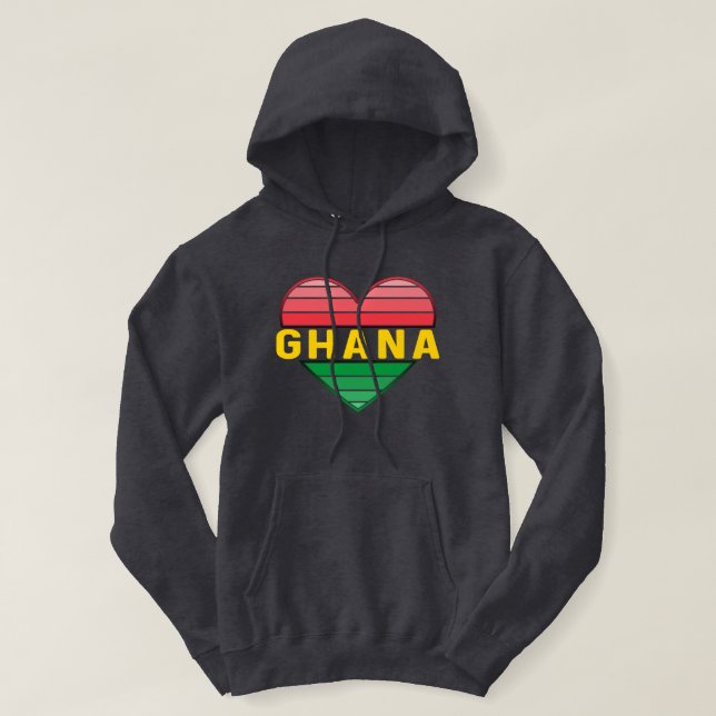 Veste À Capuche J'aime le Ghana, le coeur ghanéen (Design devant)