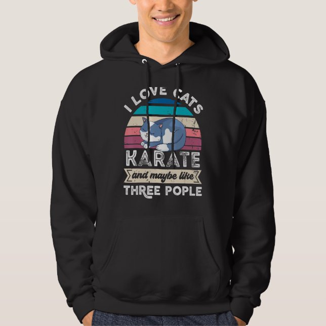 Veste À Capuche J'Aime Les Chats Karaté Et Comme Trois Personnes (Devant)