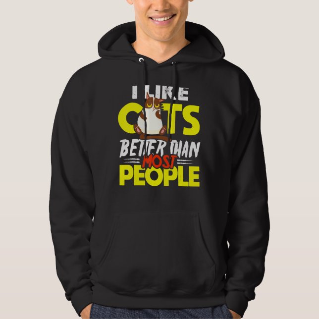 Veste À Capuche J'Aime Les Chats Plus Que Les Gens Pour Les Chats (Devant)