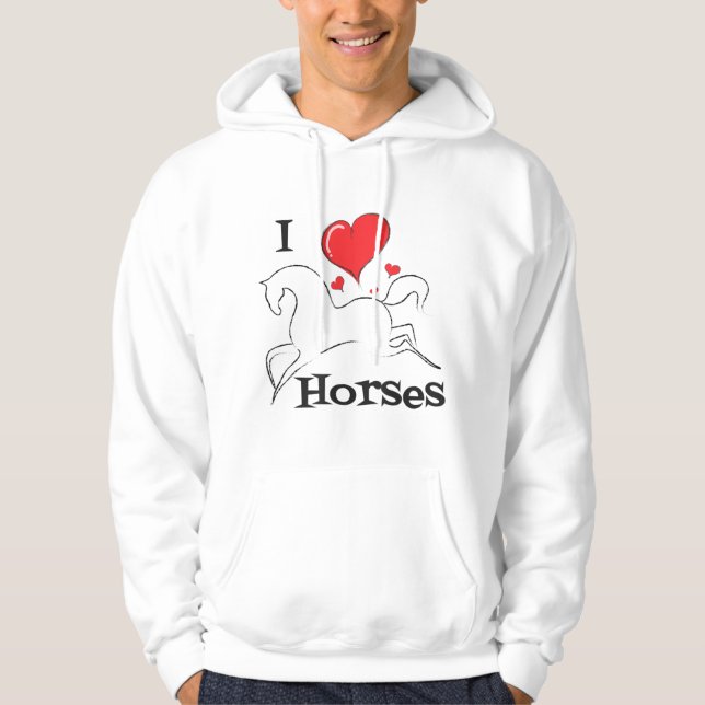 Veste À Capuche J'Aime Les Chevaux...Je Coeur Les Chevaux..T-Shirt (Devant)