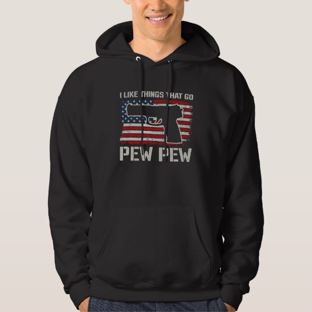 Veste À Capuche J'aime les choses qui font Pew Pew  Propriétaire d (Devant)