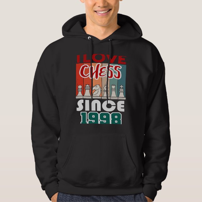 Veste À Capuche J'aime les échecs depuis 1998 (Devant)