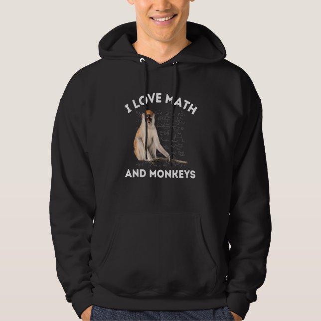 Veste À Capuche J'aime les maths et les singes amoureux des singes (Devant)