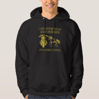 Veste À Capuche J'aime les motos et les chevaux et peut-être 3 per