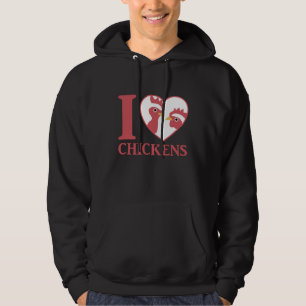 Veste À Capuche J'Aime Les Poulets Mignons Dans Le Coeur Du Coeur