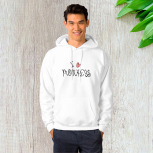 Veste À Capuche J'aime les singes, typographie manuscrite mignonne