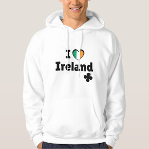 Veste À Capuche J'aime l'Irlande Drapeau Irlandais Cœur & Trèfle (