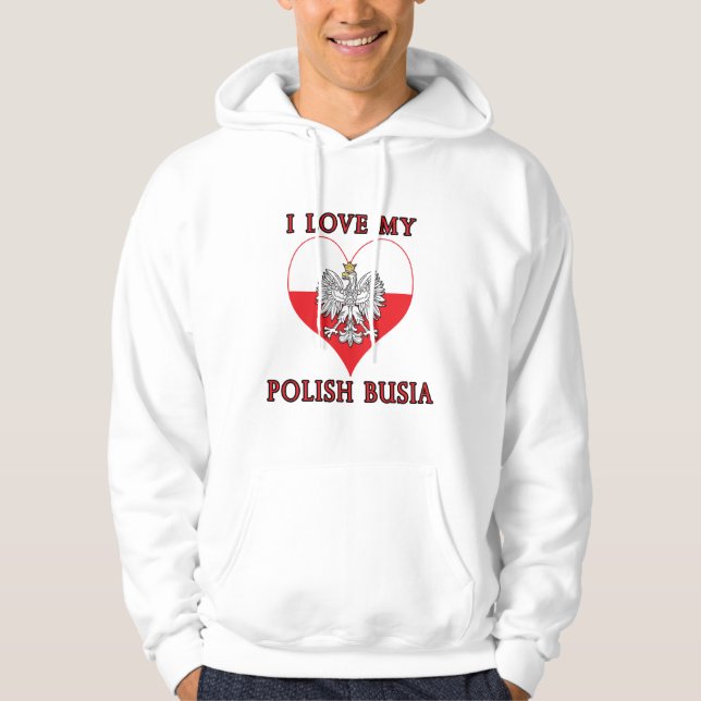 Veste À Capuche J'Aime Ma Busia Polonaise (Devant)