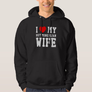 Veste À Capuche J'Aime Ma Femme Chaude Mongolie Coeur Rouge