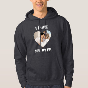 Veste À Capuche J'aime ma femme coeur personnalisé photo personnal