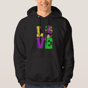 Veste À Capuche J'Aime Mardi Gras Funny Boxer Masque de chien