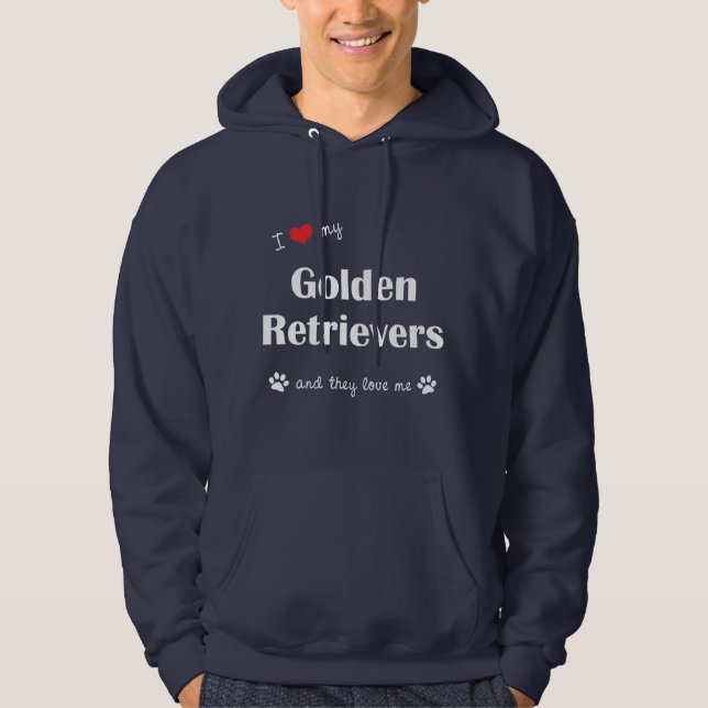 Veste À Capuche J'aime mes chiens d'arrêt d'or (les chiens (Devant)