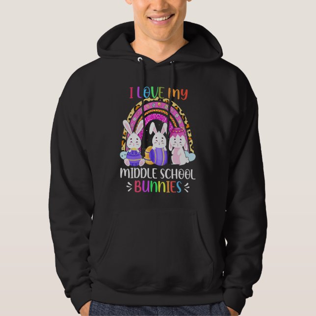 Veste À Capuche J'Aime Mes Lapins Du Milieu Enseignant Oeuf De Lap (Devant)