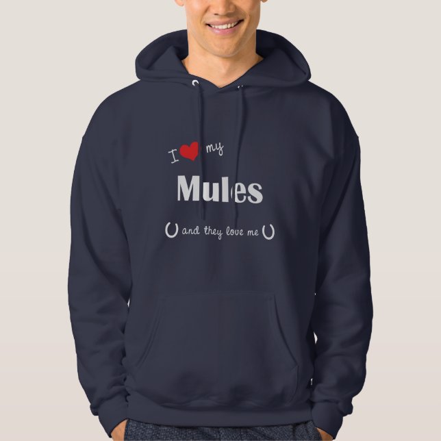 Veste À Capuche J'aime mes mules (les mules multiples) (Devant)