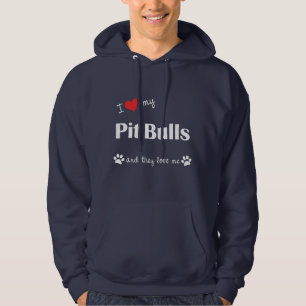 Veste À Capuche J'aime mes pitbulls (les chiens multiples)