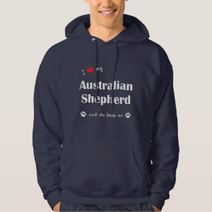 Veste À Capuche J'aime mon berger australien (le chien femelle)