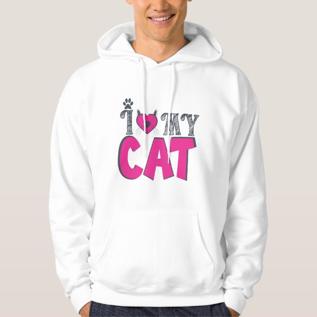Veste À Capuche J'aime mon chat – Conception adorable pour amateur (Devant)