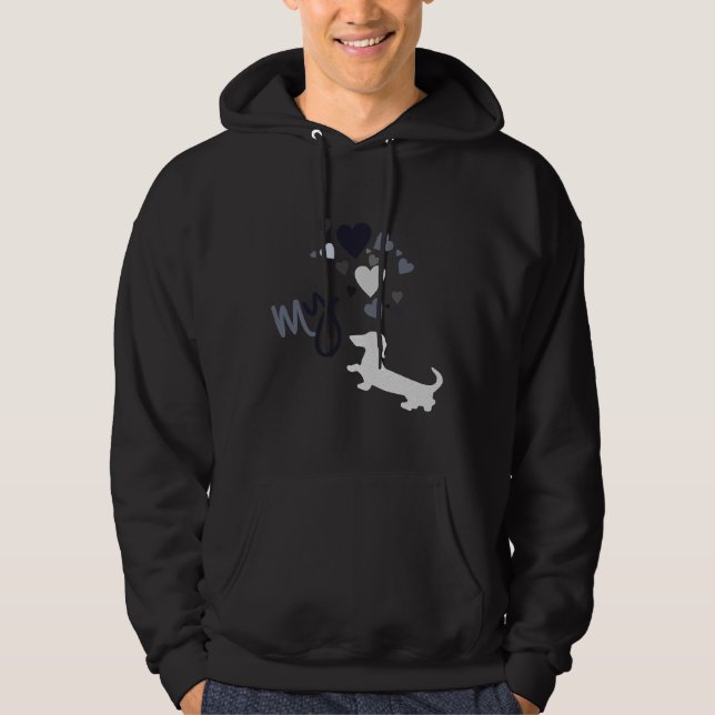 Veste À Capuche J'Aime Mon Dachshund ! (Devant)