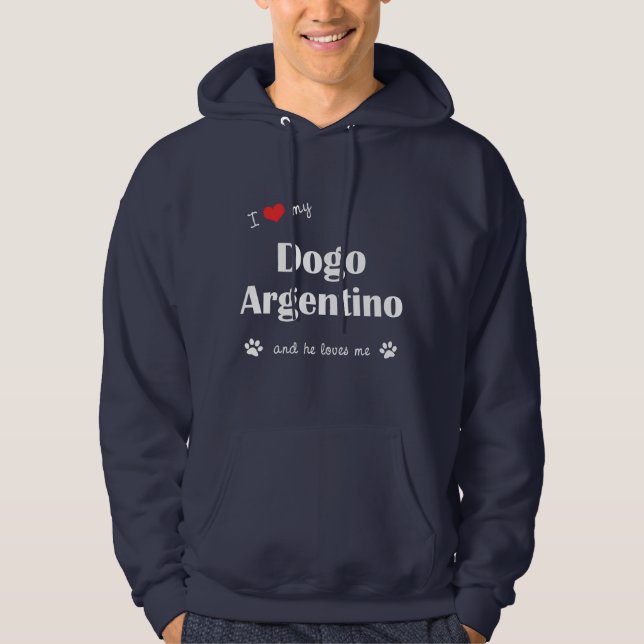 Veste À Capuche J'aime mon Dogo Argentino (le chien masculin) (Devant)