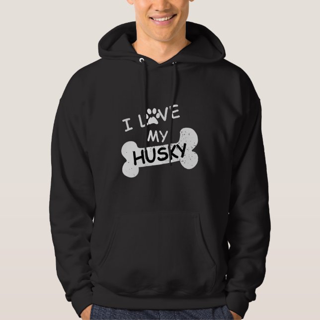 Veste À Capuche J'Aime Mon Husky Pour Empreinte de patte De Chien  (Devant)