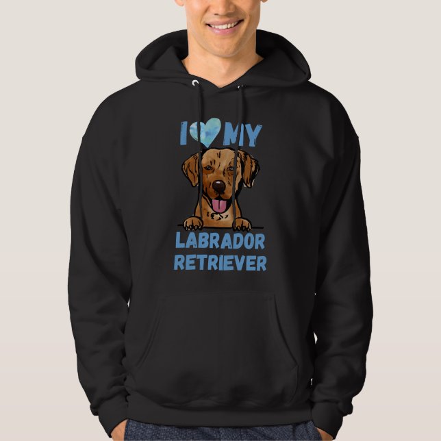 Veste À Capuche J'Aime Mon Labrador Retriever! Aquarelle originale (Devant)