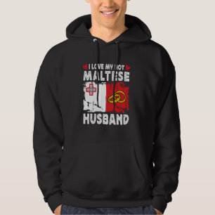 Veste À Capuche J'Aime Mon Mari Maltais Chaud Épouses Malte Drapea