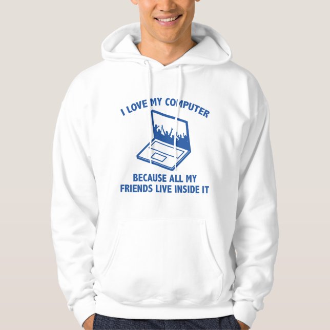 Veste À Capuche J'Aime Mon Ordinateur (Devant)