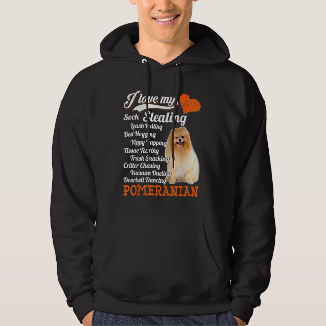 Veste À Capuche J'Aime Mon Sock Voler Leash Pulling Pomeranian F (Devant)