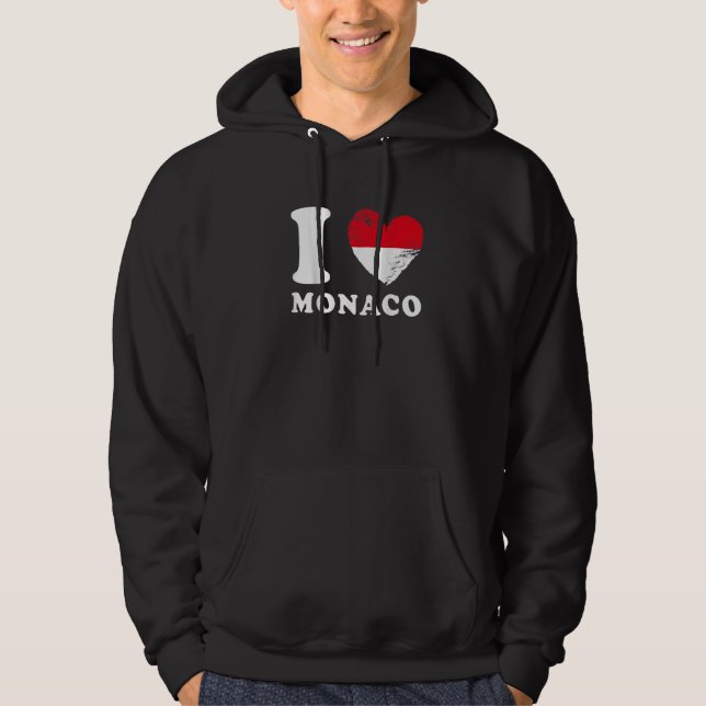 Veste À Capuche J'aime Monaco  Drapeau en forme de cœur Monaco (Devant)