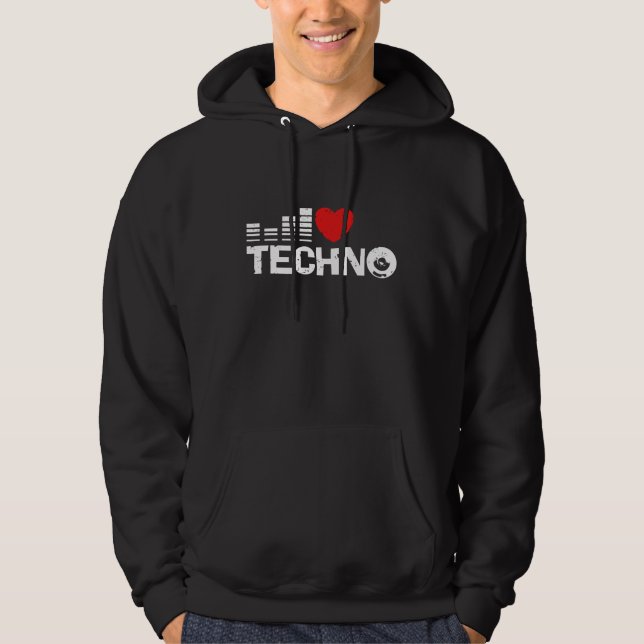 Veste À Capuche J'aime Techno (Devant)