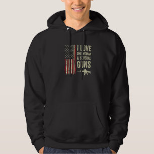 Veste À Capuche J'aime une femme et plusieurs fusils Drapeau des