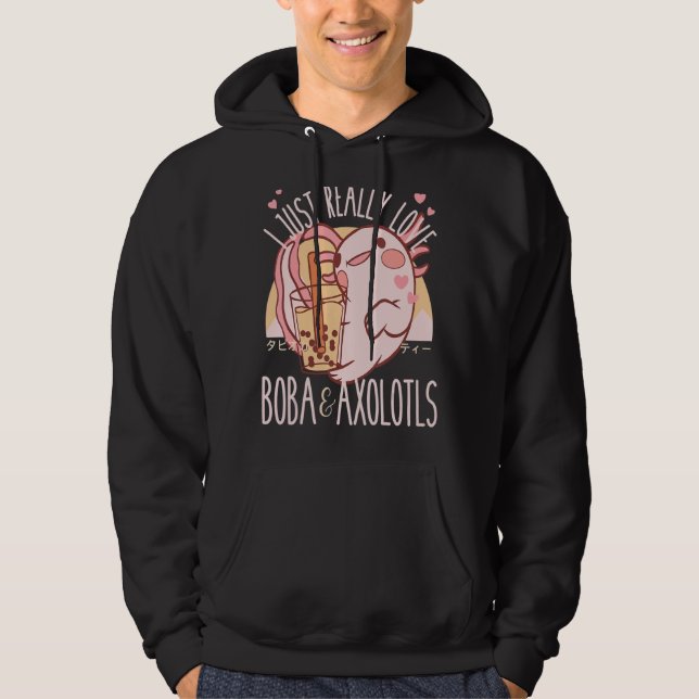 Veste À Capuche J'aime vraiment Boba et Axolotl (Devant)