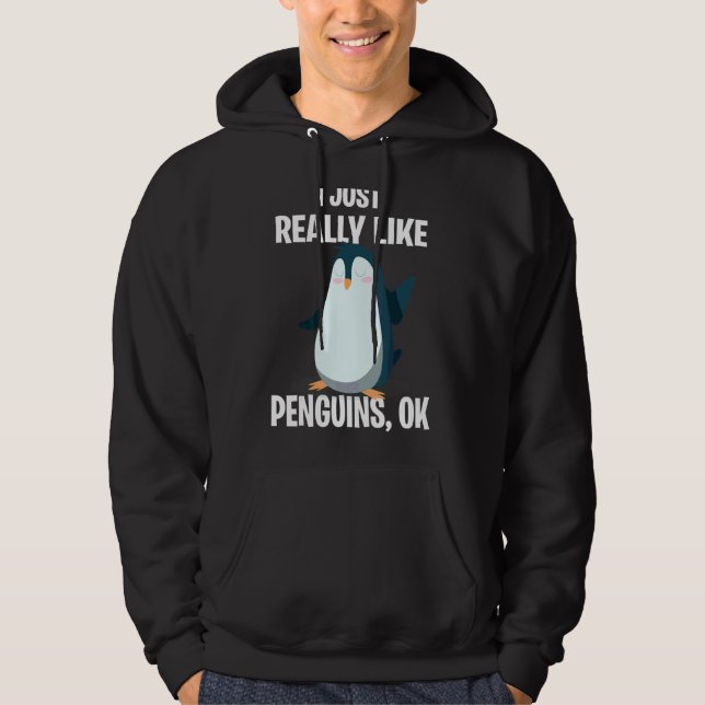 Veste À Capuche J'Aime Vraiment Les Pingouins Ok Pingouin (Devant)