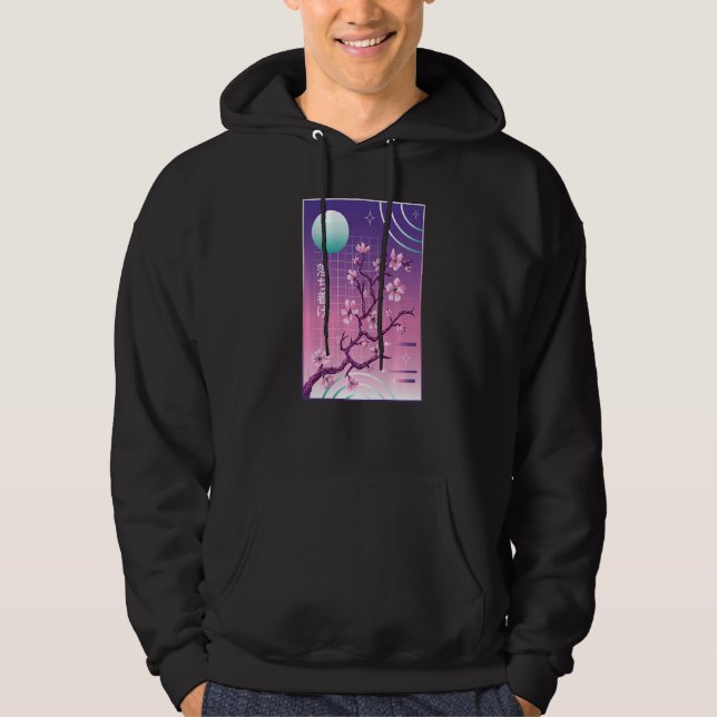 Veste À Capuche Japonais Cherry Blossom Vaporwave Sakura Esthétiqu (Devant)