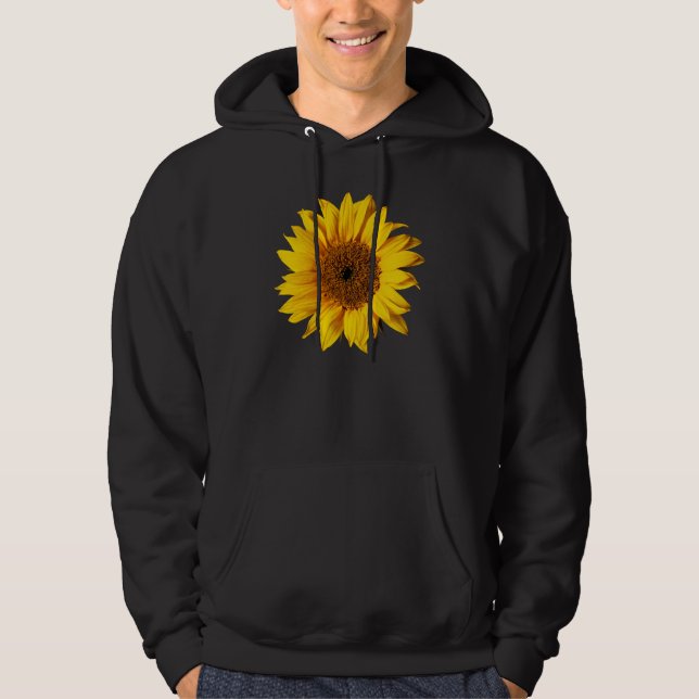 Veste À Capuche Jaune de tournesol sur le noir - fleurs (Devant)