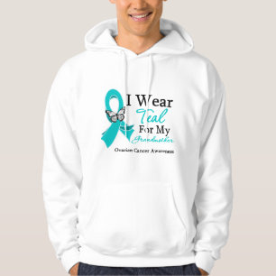 Veste À Capuche Je porte le Cancer ovarien de grand-mère turquois