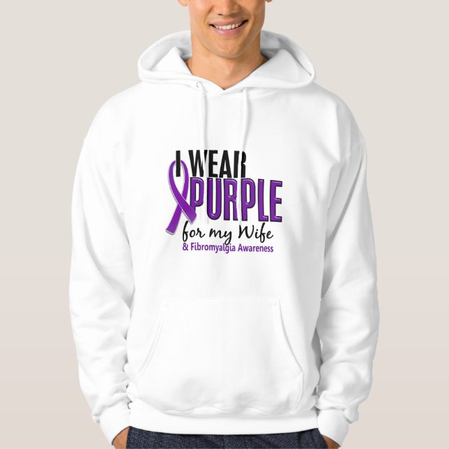 Veste À Capuche Je porte le pourpre pour ma fibromyalgie de (Devant)