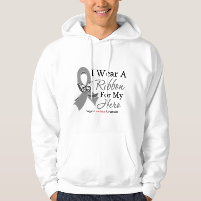 Veste À Capuche Je porte un asthme de HÉROS de ruban (Devant)