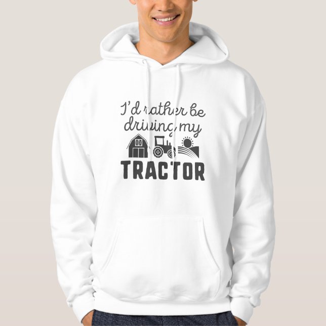 Veste À Capuche Je préfère conduire mon tracteur (Devant)