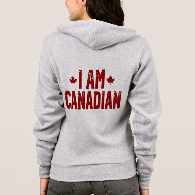 Veste À Capuche Je suis Canadien - Déclaration patriotique et feui (Dos)