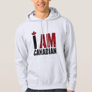 Veste À Capuche Je suis Canadien - Déclaration patriotique et feui