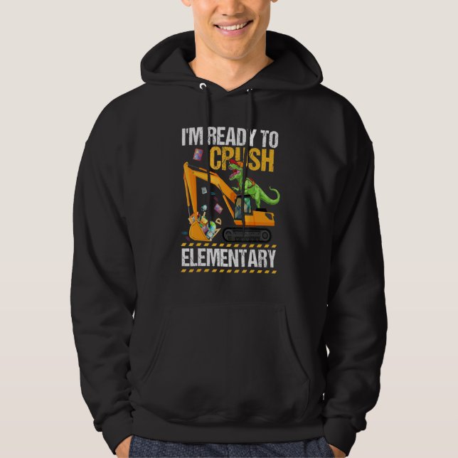 Veste À Capuche Je suis prêt à écraser le dinosaire de constructio (Devant)