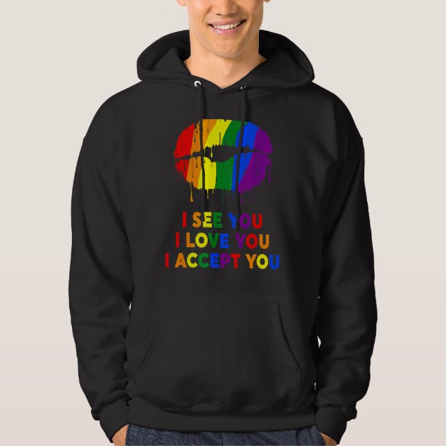Veste À Capuche Je T'Aime Je T'Accepte Lgbt Lips (Devant)
