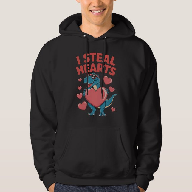 Veste À Capuche Je vole des cœurs T Rex dinosaure Saint-Valentin (Devant)