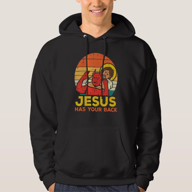 Veste À Capuche Jésus A Ton Dos Jiu Jitsu Retro Christian Men (Devant)