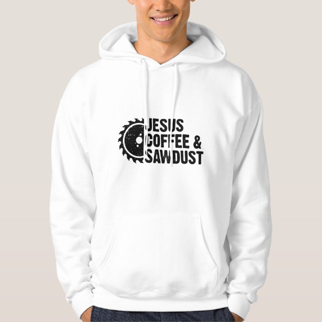 Veste À Capuche Jesus Café & Sciure - Charpentier Chrétien en Bois (Devant)