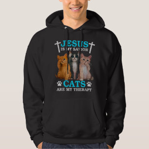Veste À Capuche Jésus est mon sauveur les chats sont ma thérapie c
