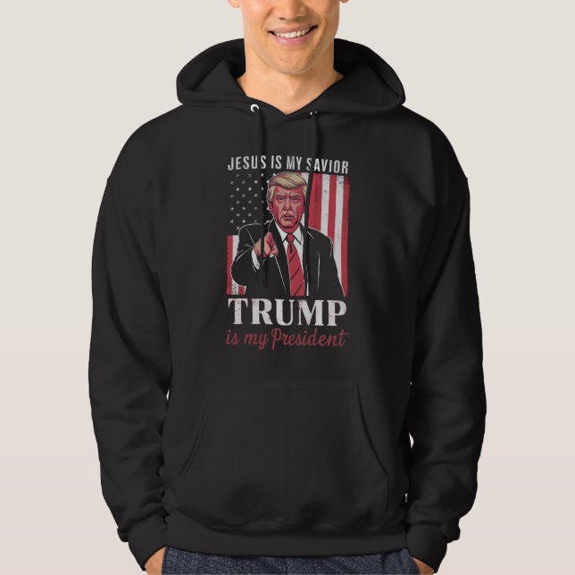 Veste À Capuche Jésus Est Mon Sauveur Trump Est Mon Élection À La  (Devant)