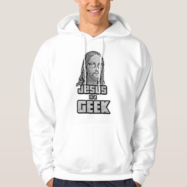 Veste À Capuche Jésus est un geek (Devant)